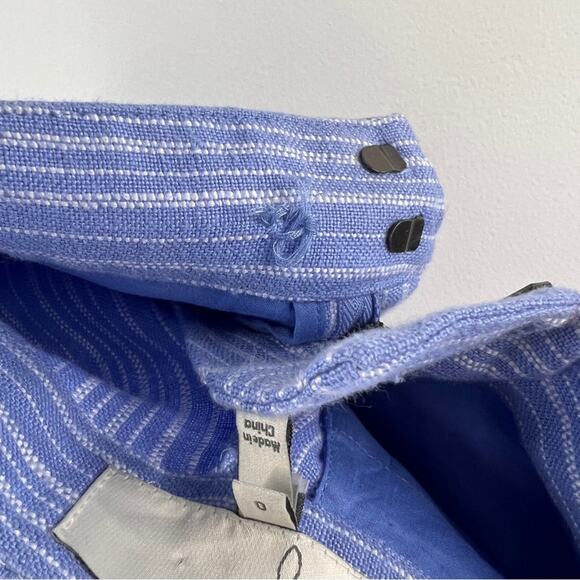 JOIE Blue Linen Striped Seersucker Linen Shorts Size 0 4 inch Inseam White - Picture 6 of 6